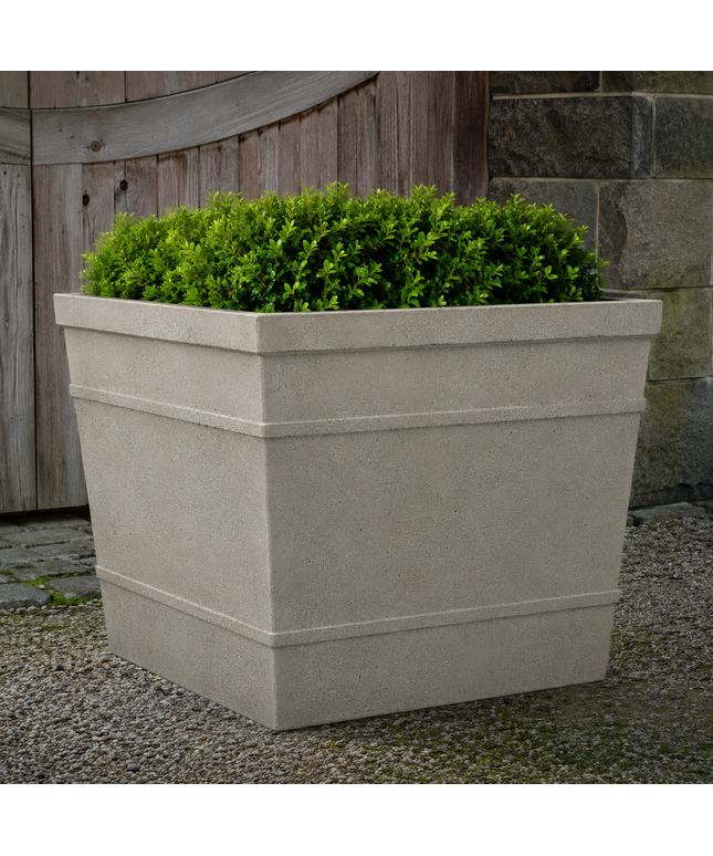 Campania Marin 36.25" W x 30.75" H Extra Large Square Cast Stone Planter P-997-GS - Greystone