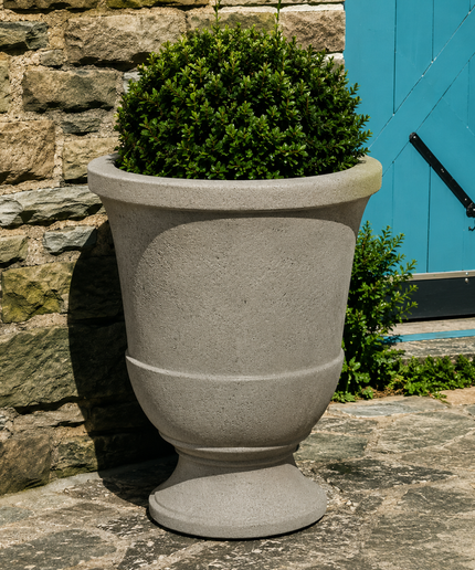 Campania Pascal 23" W x 28" H Round Large Cast Stone Urn Planter P-664-GS - Greystone