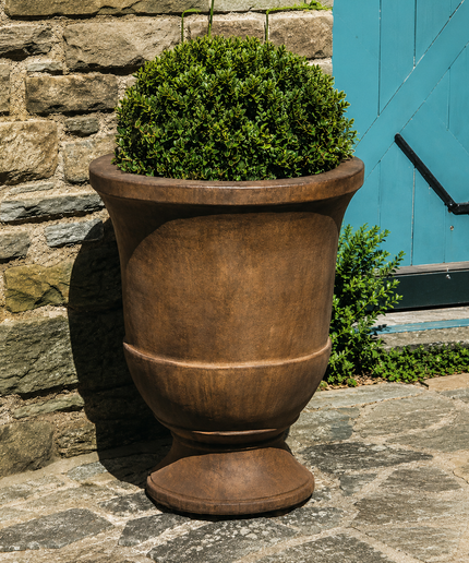 Campania Pascal 23" W x 28" H Round Large Cast Stone Urn Planter P-664-PN - Pietra Nuova