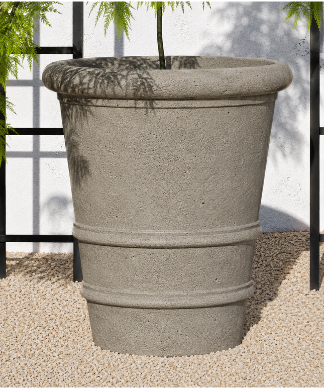 Campania Urbino 25.5" W x 28" H Round Large Cast Stone Planter P-427-GS - Greystone