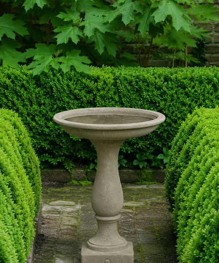 Campania Williamsburg 21.5" W x 27.5" H Cast Stone Candlestand Birdbath B-119-GS - Greystone