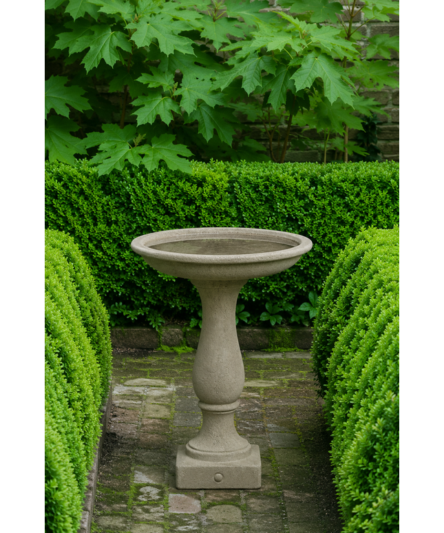 Campania Williamsburg 21.5" W x 27.5" H Cast Stone Candlestand Birdbath B-119-GS - Greystone