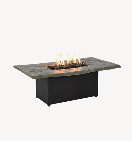 Castelle 54"W x 29"D x 22.5"H Nature's Wood Rectangular Propane Fire Pit Coffee Table F1NRF32WL - Weathered Wood With Walnut