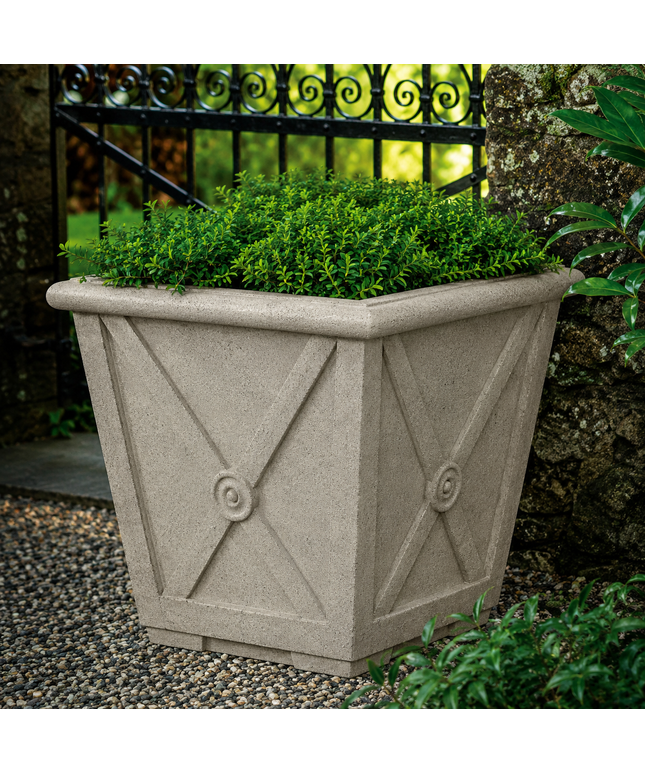 Campania Directoire 20.25" W x 19" H Square Extra Small Cast Stone Planter P-891-GS - Greystone