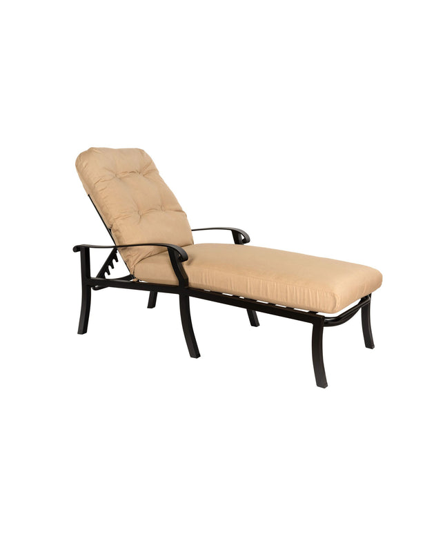 Woodard Cortland Cushion Adjustable Chaise Lounge 4ZM470 - Textured Black / Michelangelo Toast