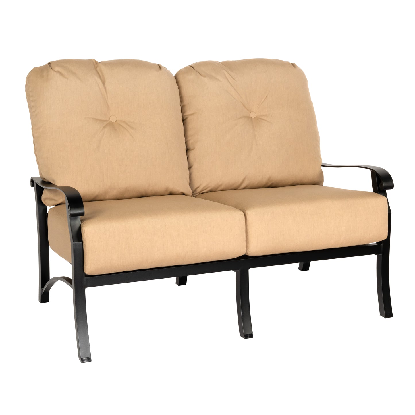 Woodard Cortland Cushion Love Seat 4Z0419 - Textured Black / Michelangelo Toast