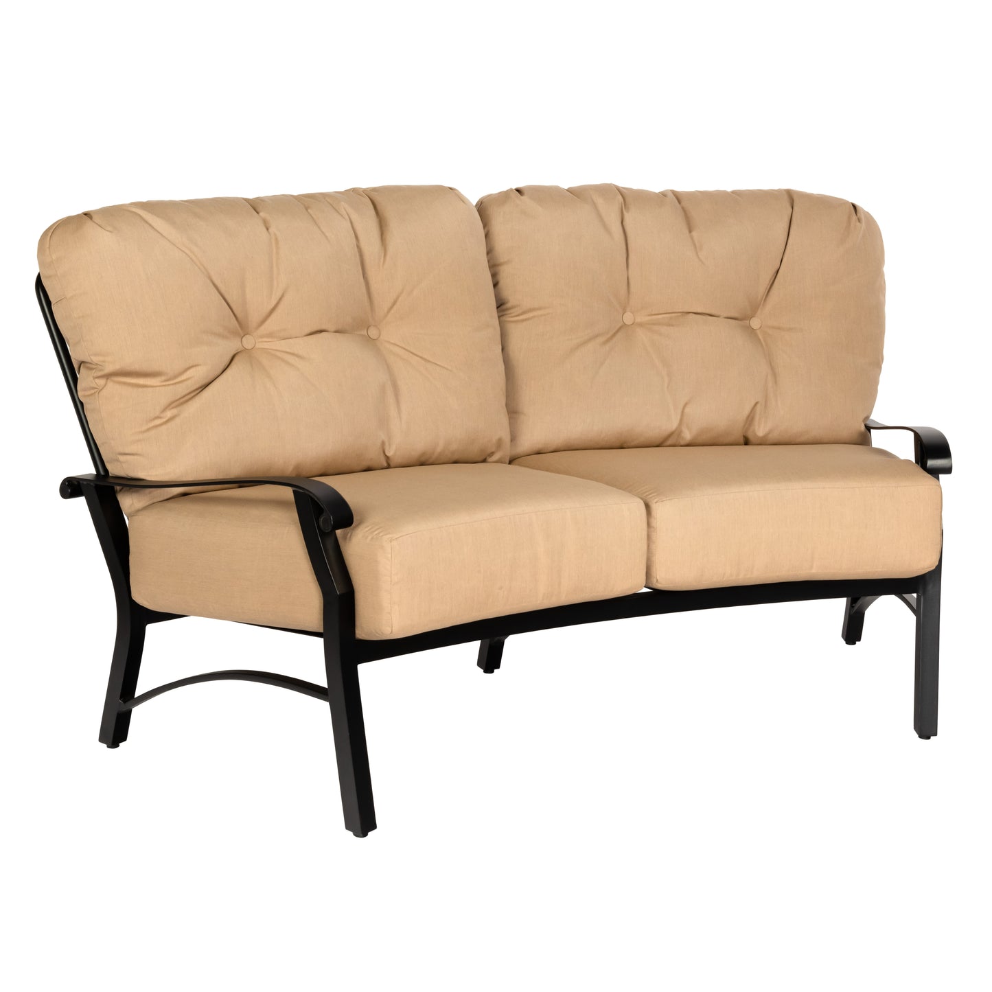 Woodard Cortland Cushion Crescent Love Seat 4Z0463 - Textured Black / Michelangelo Toast