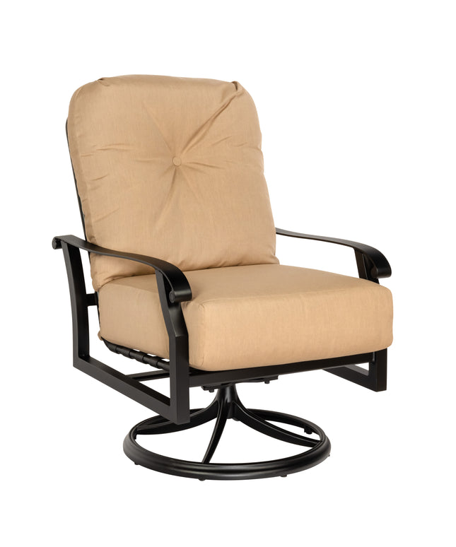 Woodard Cortland Cushion Swivel Rocking Lounge Chair 4Z0477 - Textured Black / Michelangelo Toast