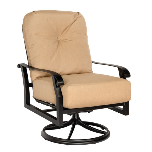 Woodard Cortland Cushion Swivel Rocking Lounge Chair 4Z0477 - Textured Black / Michelangelo Toast