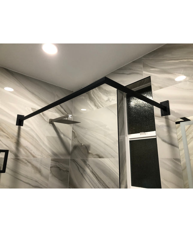 Modern L-Shaped 60”W x 30”D  Shower Curtain Rod for Bath Tub - Matte Black