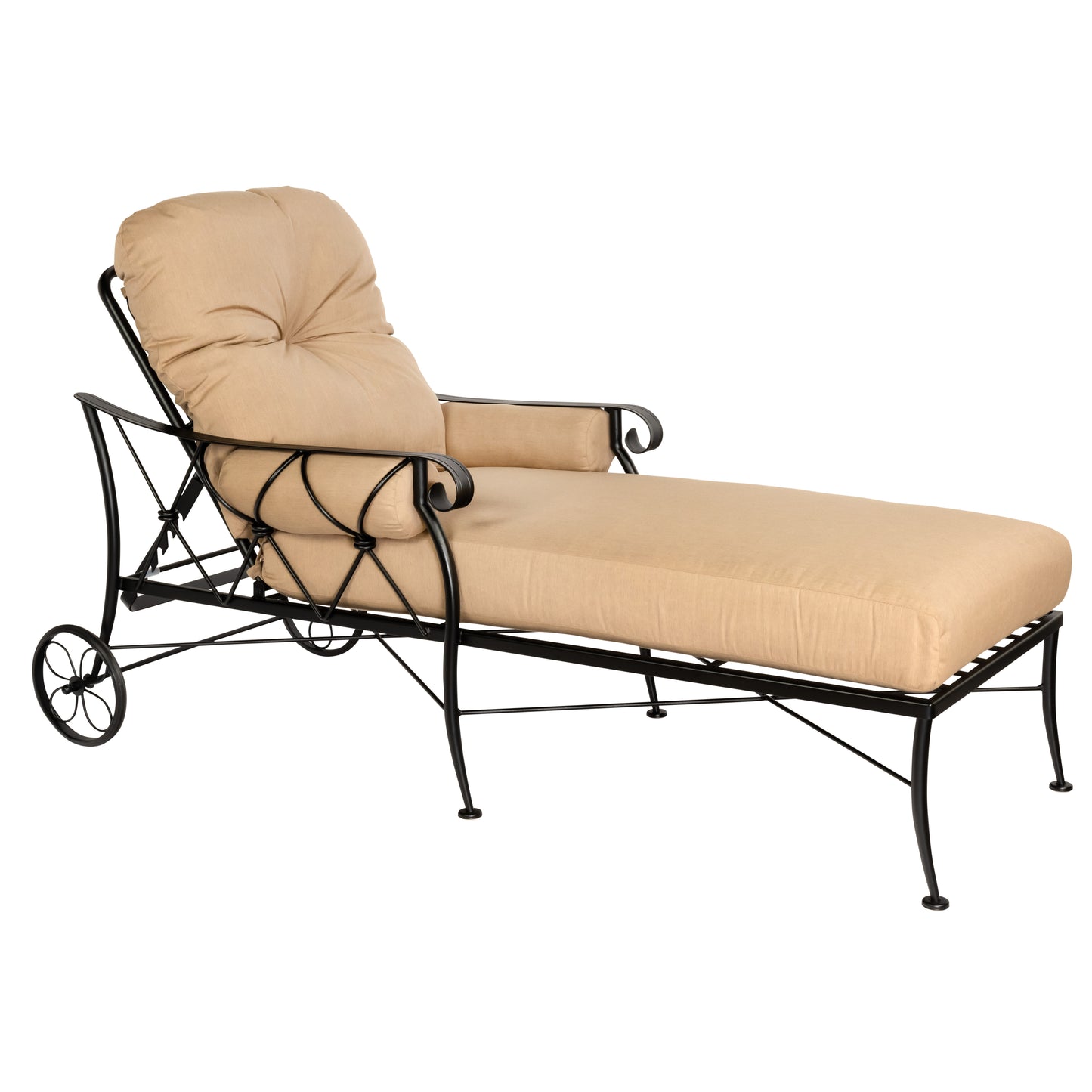 Woodard Derby Cushion Chaise Lounge 4T0070 - Textured Black / Michelangelo Toast