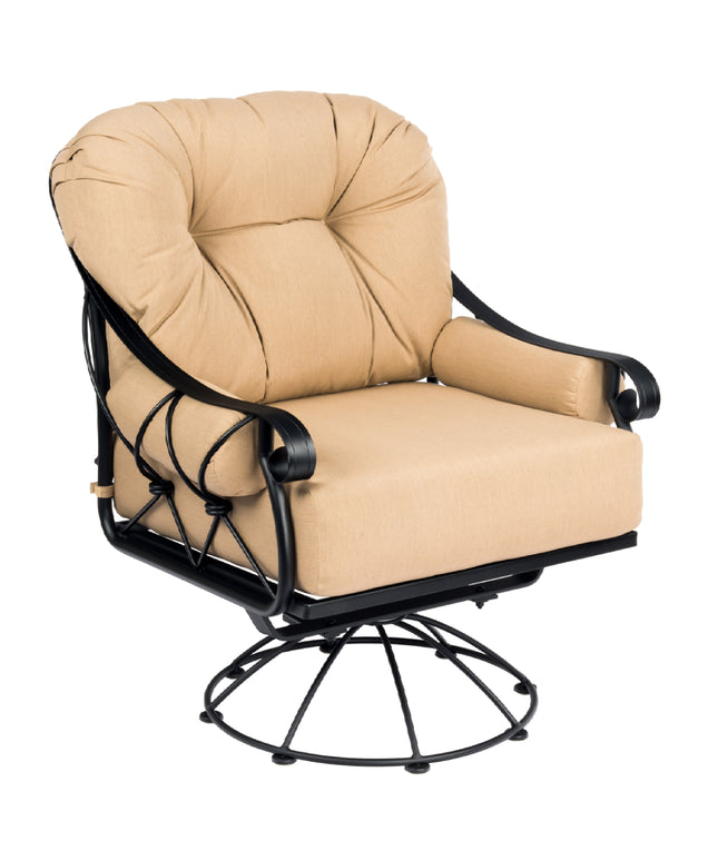 Woodard Derby Cushion Swivel Rocking Lounge Chair 4T0077 - Textured Black / Michelangelo Toast
