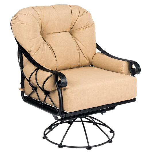 Woodard Derby Cushion Swivel Rocking Lounge Chair 4T0077 - Textured Black / Michelangelo Toast
