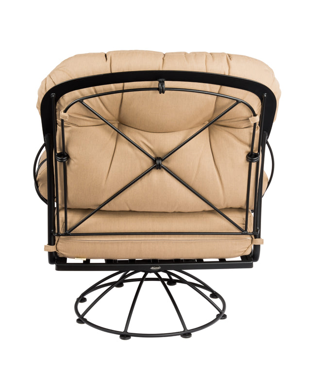 Woodard Derby Cushion Swivel Rocking Lounge Chair 4T0077 - Textured Black / Michelangelo Toast
