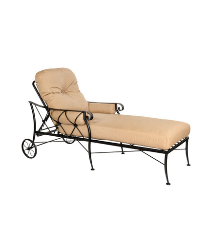 Woodard Derby Cushion Chaise Lounge 4T0070 - Textured Black / Michelangelo Toast