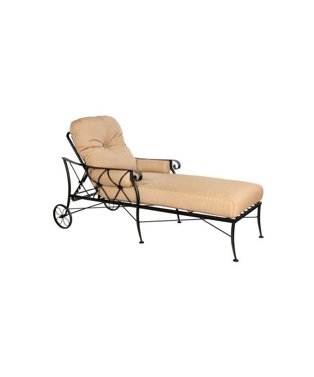 Woodard Derby Cushion Chaise Lounge 4T0070 - Textured Black / Michelangelo Toast