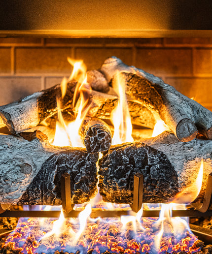 18" Charred Mountain Birch Gas Log Set - Remote Ignition