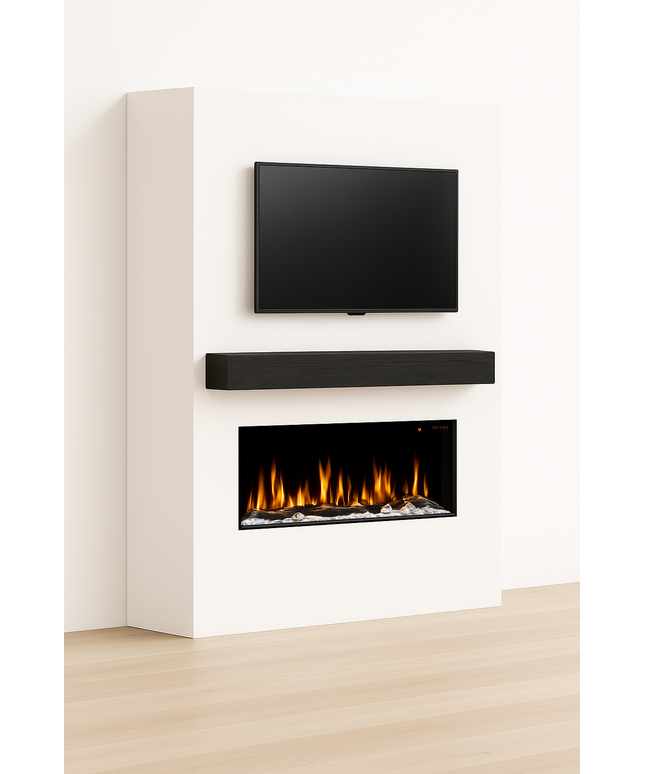 86"w x 96"h x 14"d "Tile Ready" Floor to Ceiling Media Wall for Dimplex Ignite Bold 50" Electric Fireplace