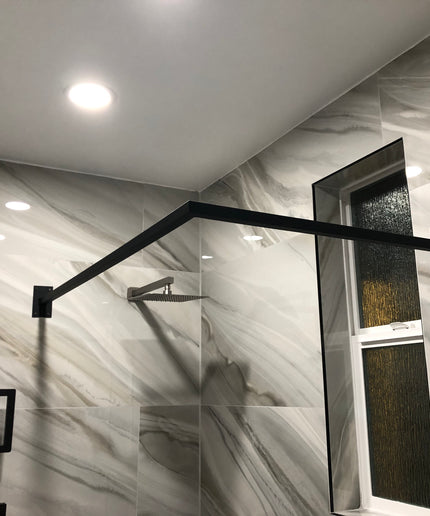 Modern L-Shaped 60”W x 30”D  Shower Curtain Rod for Bath Tub - Matte Black