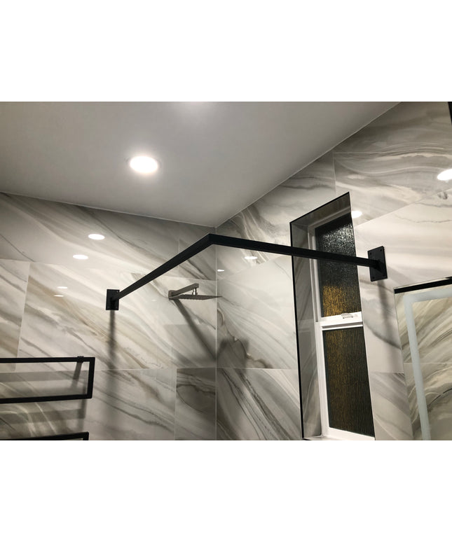 Modern L-Shaped 60”W x 30”D  Shower Curtain Rod for Bath Tub - Matte Black