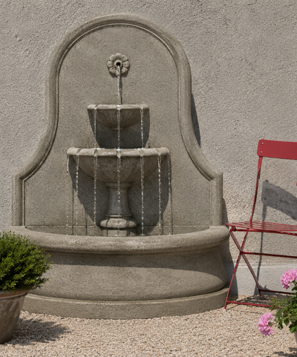 Campania Estancia 46" W x 26" D x 58" H Cast Stone Wall Fountain FT-155-GS - Greystone