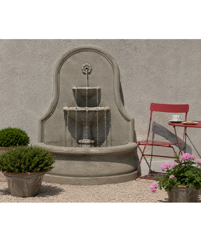 Campania Estancia 46" W x 26" D x 58" H Cast Stone Wall Fountain FT-155-GS - Greystone