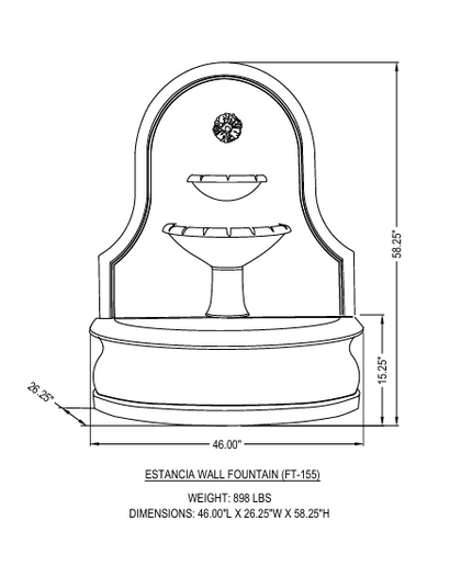 Campania Estancia 46" W x 26" D x 58" H Cast Stone Wall Fountain FT-155-GS - Greystone