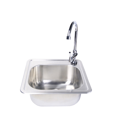 FireMagic 14-7/8″W x 14-7/8″D x 6″H Stainless Steel Outdoor Sink w/ Cold Water Faucet 3587/3588