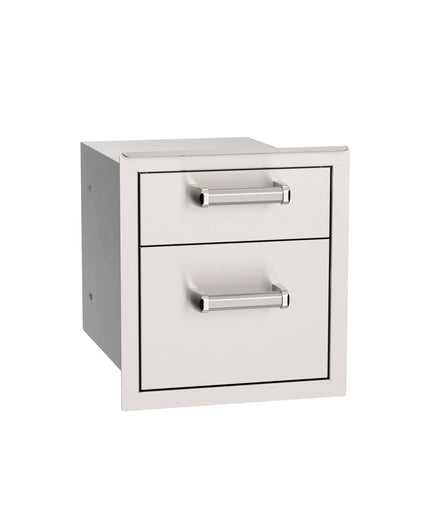 FireMagic 16-5/8"W x 18-1/4"H x 20-3/4"D Premium Flush Stainless Steel Double Access Drawer With Soft Close - 53802SC