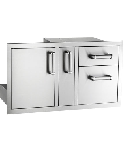 FireMagic 38-5/8"W x 21"H x 26"D Premium Flush Stainless Steel Access Door with Platter Storage & Double Drawer With Soft Close 53816SC