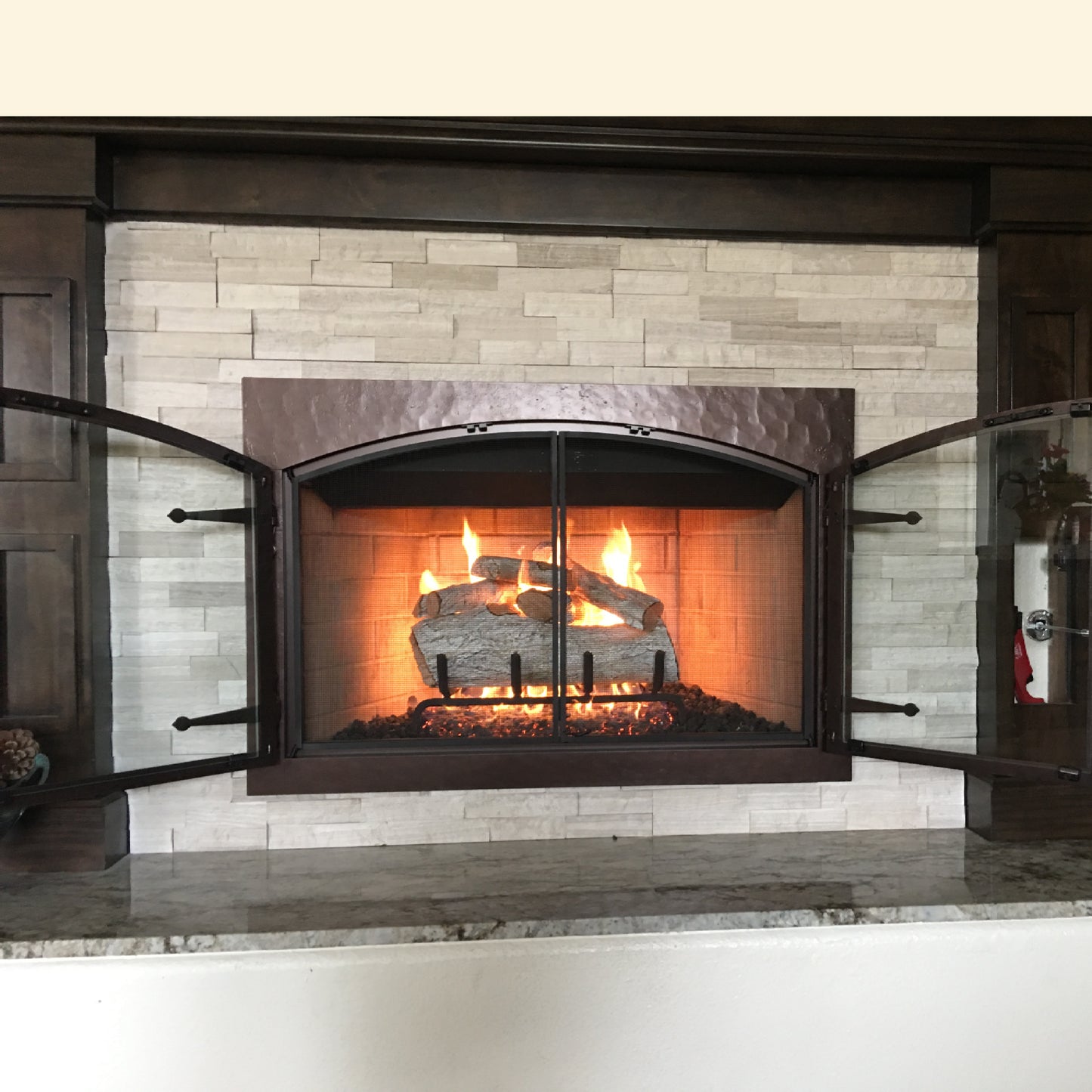 Wilshire Traditional Fireplace Doors with Arch Conversion & Forged Iron - Oil Rubbed Bronze