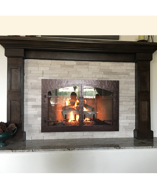 Wilshire Traditional Fireplace Doors with Arch Conversion & Forged Iron - Oil Rubbed Bronze