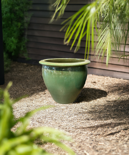 Fish Bowl Pot 17.5" Diameter x 17"H Round Ceramic Planter PV-LB509GNS-C - Green Steam