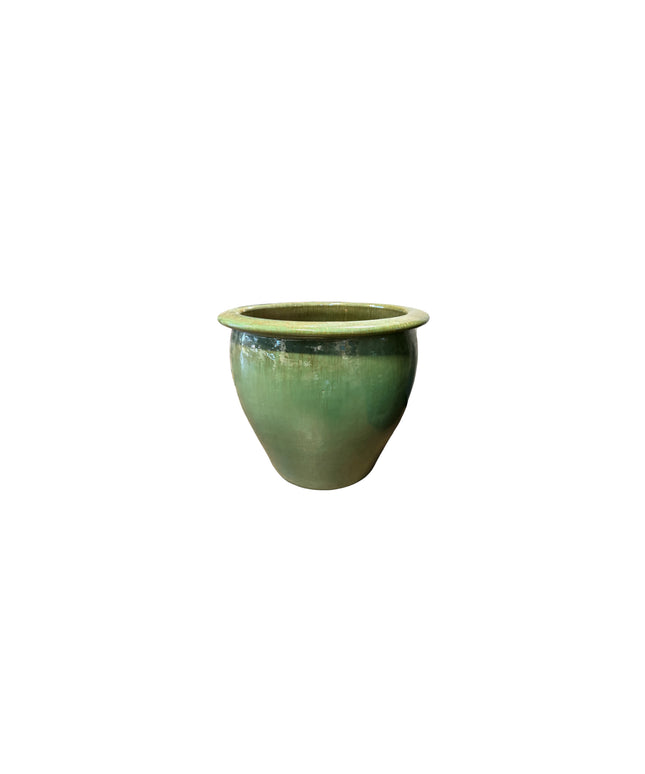 Fish Bowl Pot 17.5" Diameter x 17"H Round Ceramic Planter PV-LB509GNS-C - Green Steam