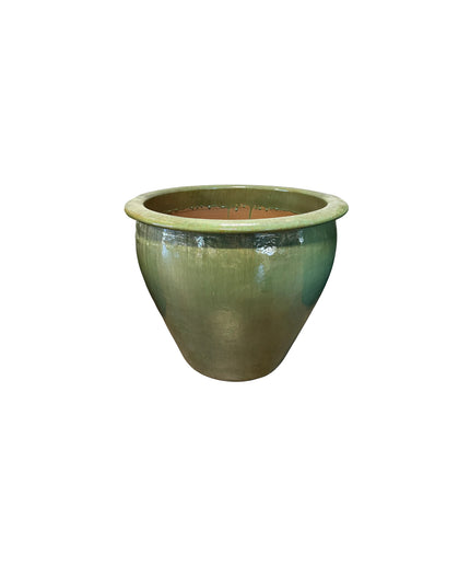 Fish Bowl Pot 23" Diameter x 21"H Round Ceramic Planter PV-LB509GNS-B - Green Steam