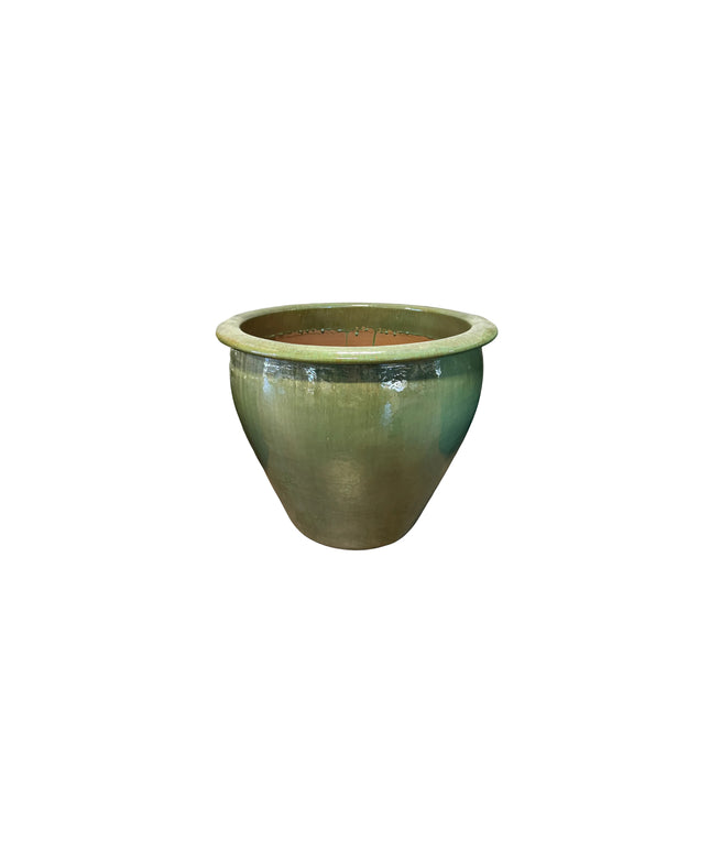Fish Bowl Pot 23" Diameter x 21"H Round Ceramic Planter PV-LB509GNS-B - Green Steam