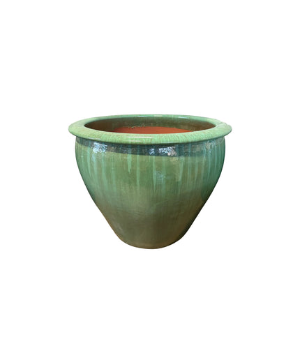 Fish Bowl Pot 30" Diameter x 25"H Round Ceramic Planter PV-LB509GNS-A - Green Steam