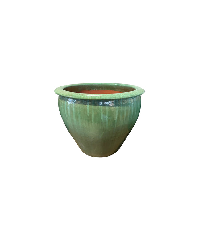 Fish Bowl Pot 30" Diameter x 25"H Round Ceramic Planter PV-LB509GNS-A - Green Steam