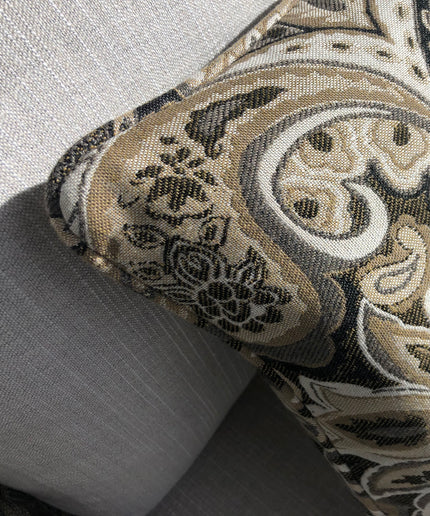Castelle 17" Square Throw Pillow CS17-J-S0B La Belle Charcoal Grade J Sunbrella