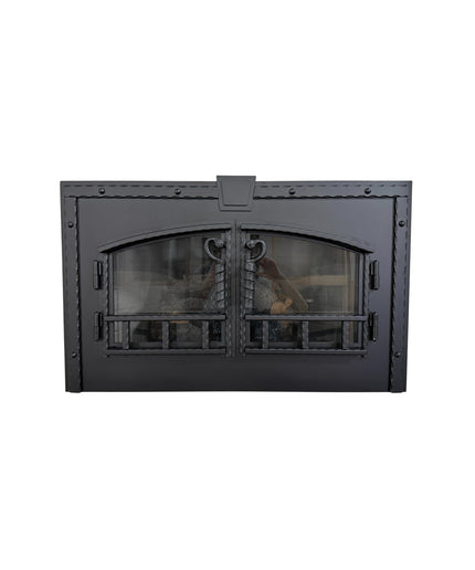 Greystone Traditional Fireplace Doors with Arch Conversion & Key Stone - Matte Black
