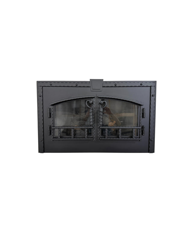 Greystone Traditional Fireplace Doors with Arch Conversion & Key Stone - Matte Black