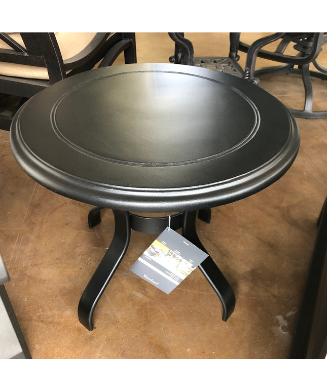 Woodard Solid Cast with Beaded Edge 22"Diameter x 18-1/2"H Round End Table 09222 + 82240 - Textured Black