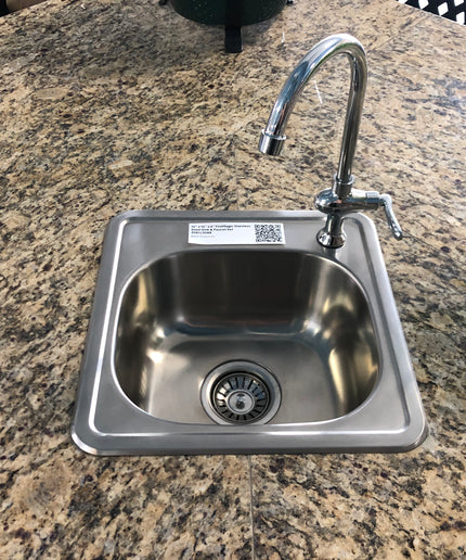 FireMagic 14-7/8″W x 14-7/8″D x 6″H Stainless Steel Outdoor Sink w/ Cold Water Faucet 3587/3588