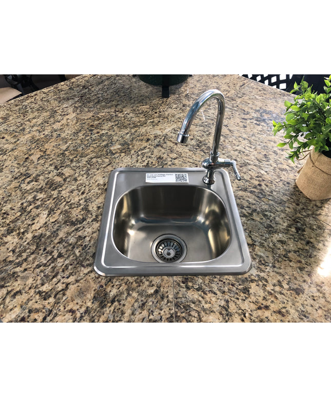 FireMagic 14-7/8″W x 14-7/8″D x 6″H Stainless Steel Outdoor Sink w/ Cold Water Faucet 3587/3588
