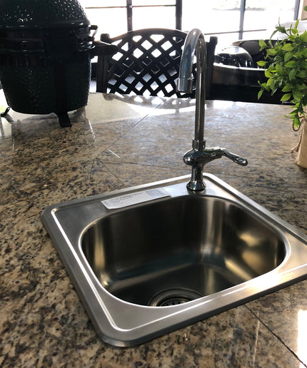 FireMagic 14-7/8″W x 14-7/8″D x 6″H Stainless Steel Outdoor Sink w/ Cold Water Faucet 3587/3588