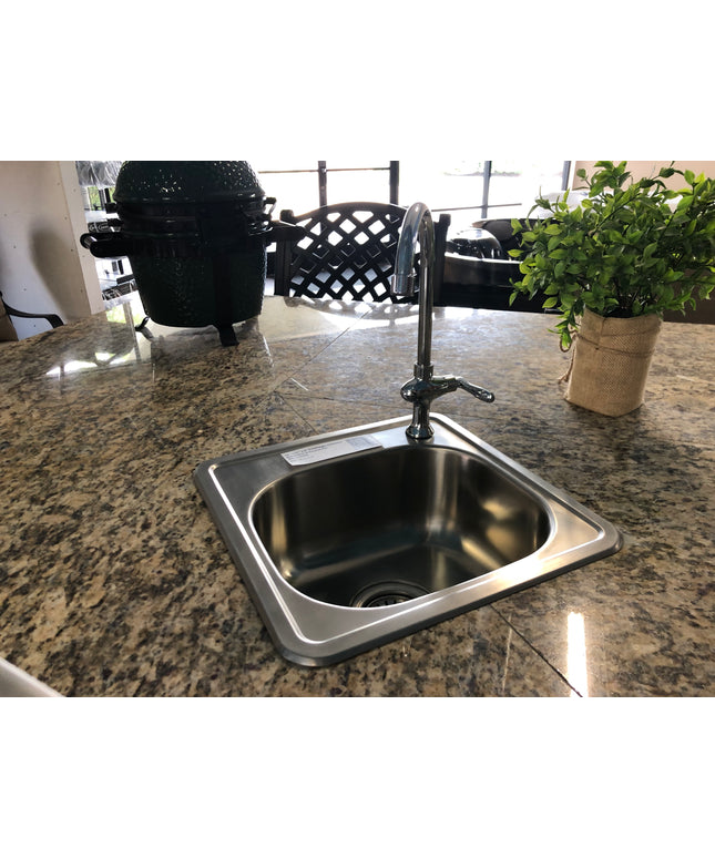 FireMagic 14-7/8″W x 14-7/8″D x 6″H Stainless Steel Outdoor Sink w/ Cold Water Faucet 3587/3588