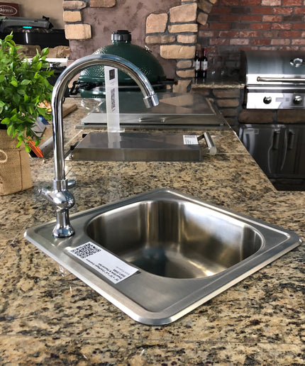 FireMagic 14-7/8″W x 14-7/8″D x 6″H Stainless Steel Outdoor Sink w/ Cold Water Faucet 3587/3588