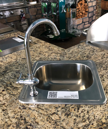 FireMagic 14-7/8″W x 14-7/8″D x 6″H Stainless Steel Outdoor Sink w/ Cold Water Faucet 3587/3588
