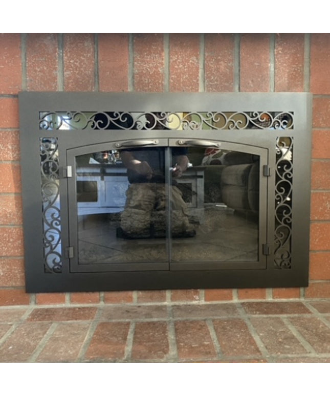Vienna Traditional Fireplace Doors with Arch Conversion - Bronze Iron