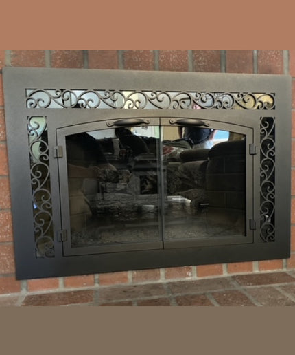 Vienna Traditional Fireplace Doors with Arch Conversion - Bronze Iron